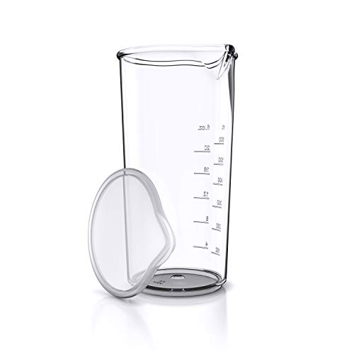 Arendo - Jarra dosificadora de plástico graduada 600 ml y 20 onzas - vaso medidor transparente - ideal para batidoras y batidores eléctricos - jarra de cocina - vaso medidor - taza