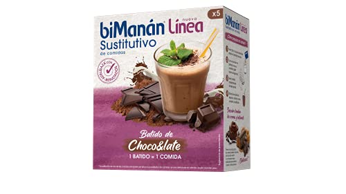 BIMANAN Línea - Batido Sustitutivo, 5 X 250 G, Chocolate, 150 Gramo, 5 Unidades