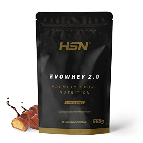 Concentrado de Proteína de Suero de HSN Evowhey Protein 2.0 | Sabor Bombón de Chocolate y Avellanas 500 g = 17 Tomas por Envase | No-GMO, Vegetariano, Sin Gluten ni Soja