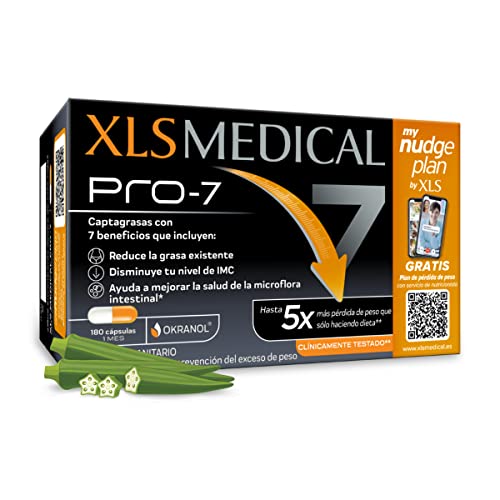 XLS Medical Pro-7 - Resultados en 1 mes con 7 beneficios, 2 sesiones Servicio de Nutricionista con mynudgeplan, Origen Natural, Cápsula, 180 comprimidos